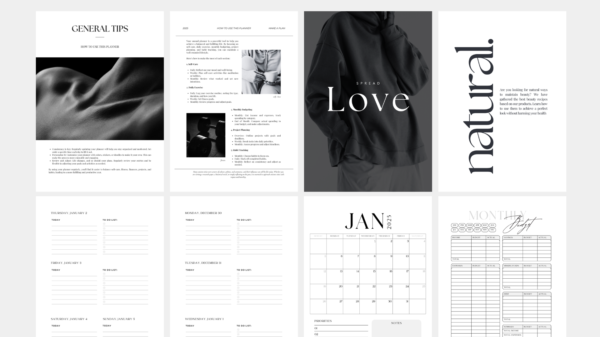 Magazine Style 2026 + UNDATED Planner Canva Template
