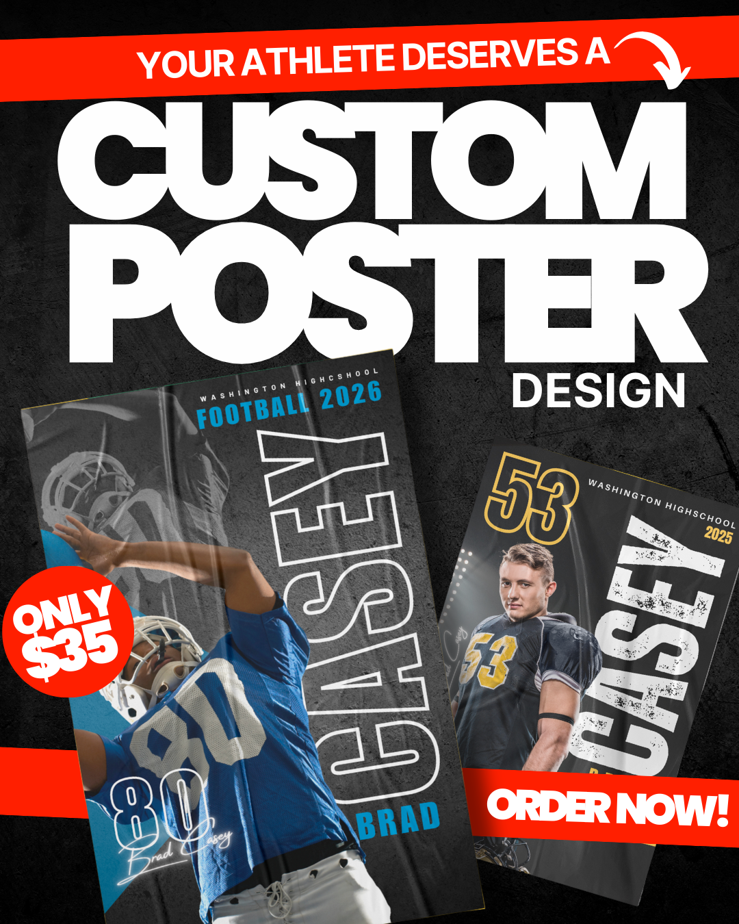 Custom Athlete Poster Designs 16x20 | Senior Night & Sports Posters