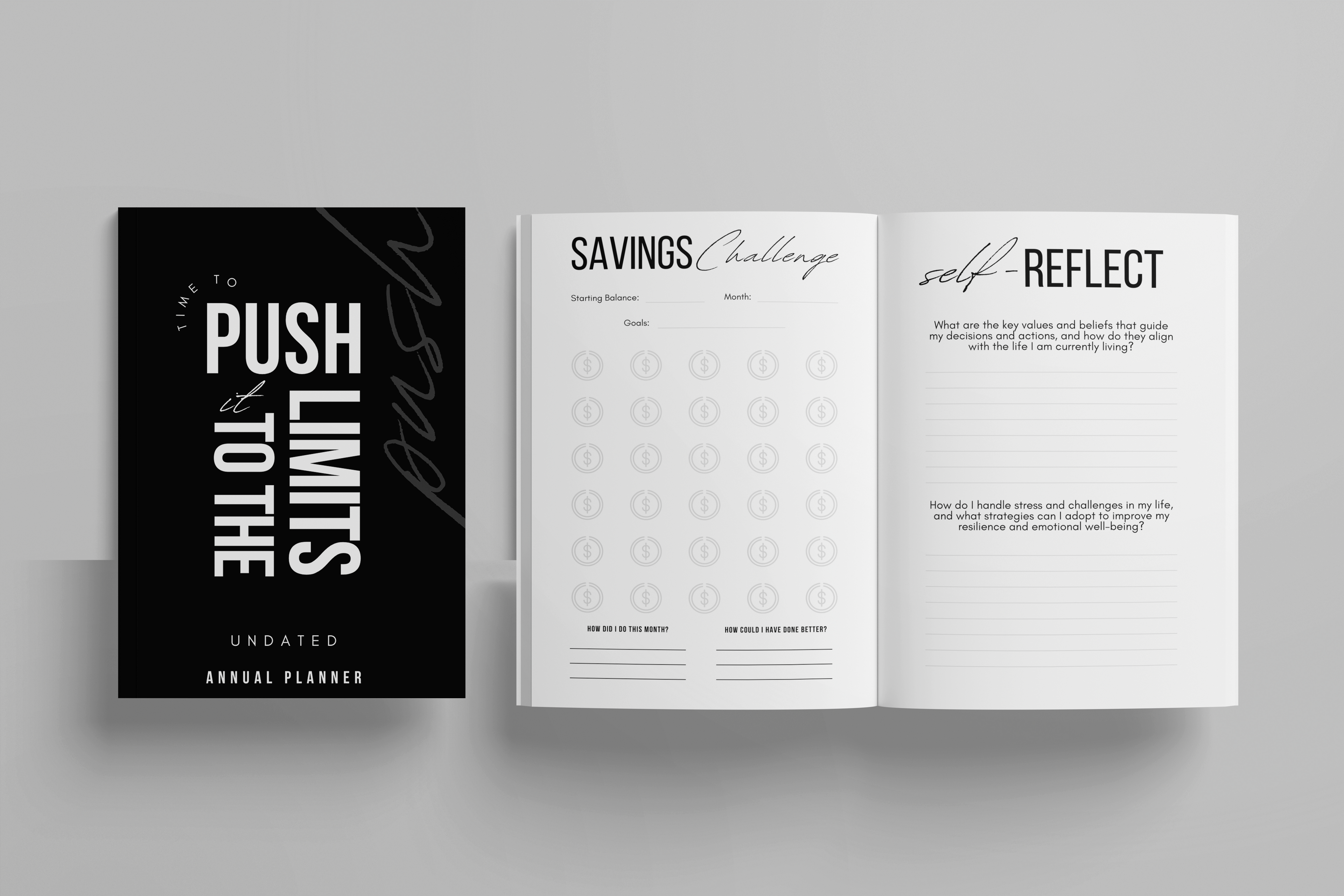 Push it To The Limits Undated Annual Planner Template